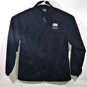 USA Olympics Zip Up Track Jacket Navy Blue Sz L